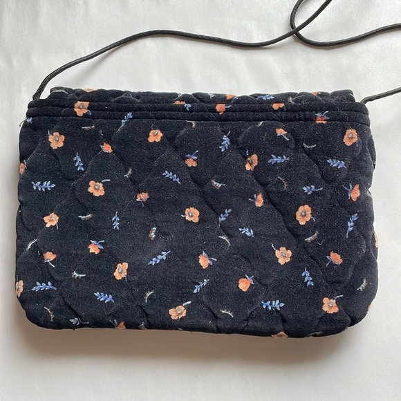 Cottagecore Quilted Floral Purse Black Velour Strap Soft Boho New Beginnings - Picture 11 of 12
